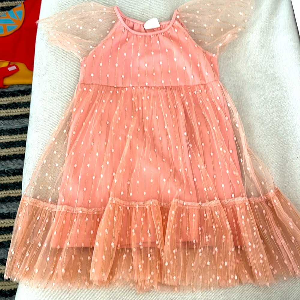 Stunning boutique polka dot gold stranded dress